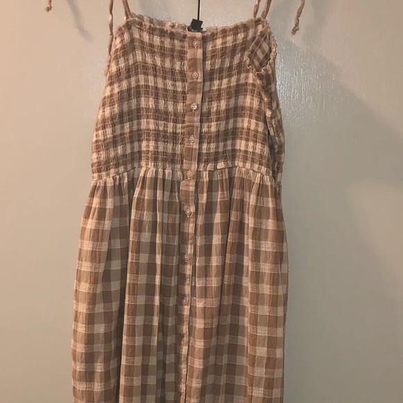 aerie smocked button down dress